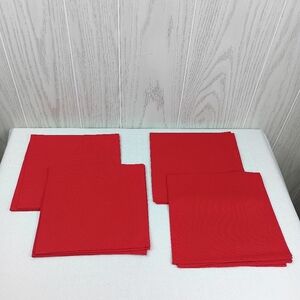 Vintage bright red set of 4 fabric cloth napkins holiday dinner setting USA